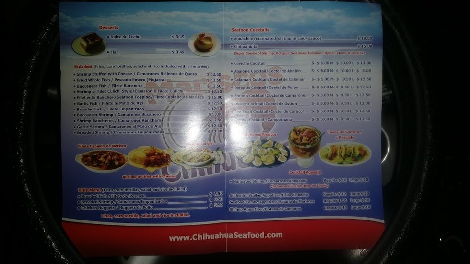 Seafood dishes with shrimp and fish tacos