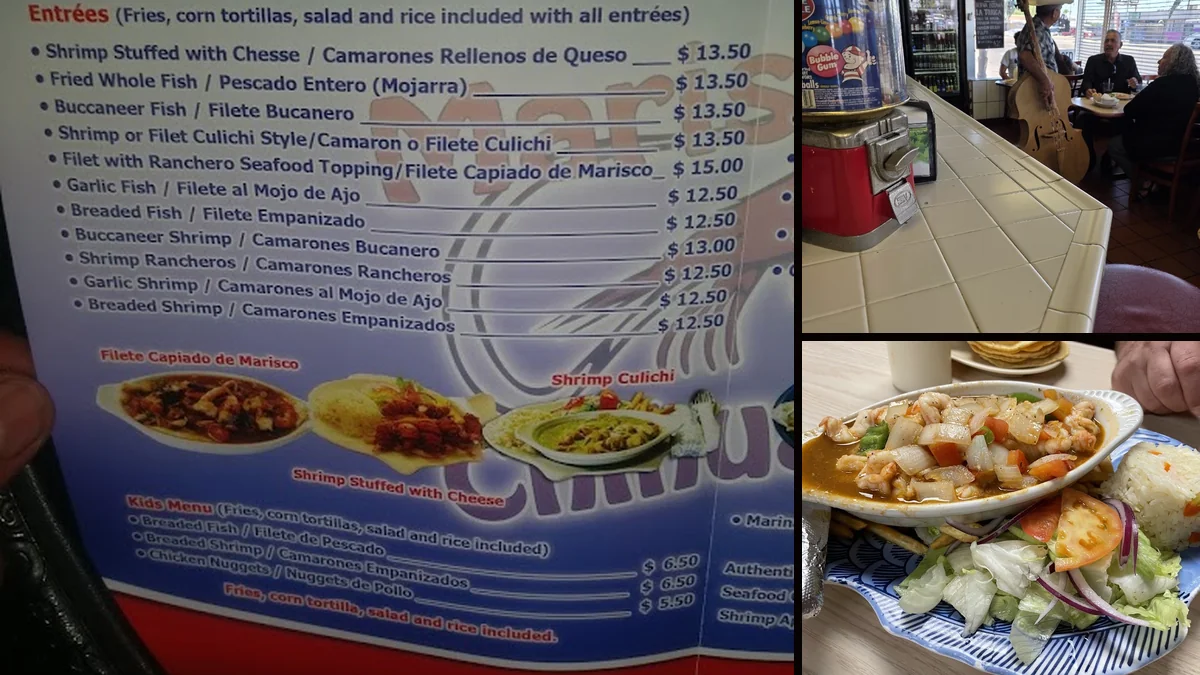Fresh mariscos served with drinks