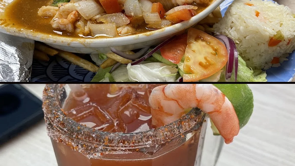 Seafood plates with ceviche and shrimp tacos